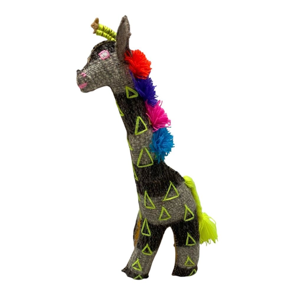 Handcrafted Twoolies Wool Giraffe 15” Multicolor Plush Animal Decor Collectible